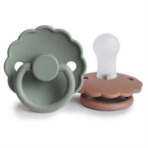 FRIGG Daisy - Round Silicone 2-Pack Pacifiers - Lily Pad/Rose Gold - Size 1